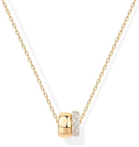 14K Gold Plated Cubic Zirconia Rondelle Necklace for Women | Two-Tone Necklaces - Picture 2 of 5