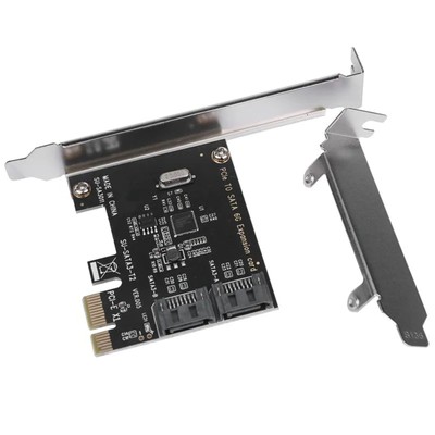 Black PCI-E to SATA3.0 6G 2-Port Expansion Controller Card Expansion Adapter