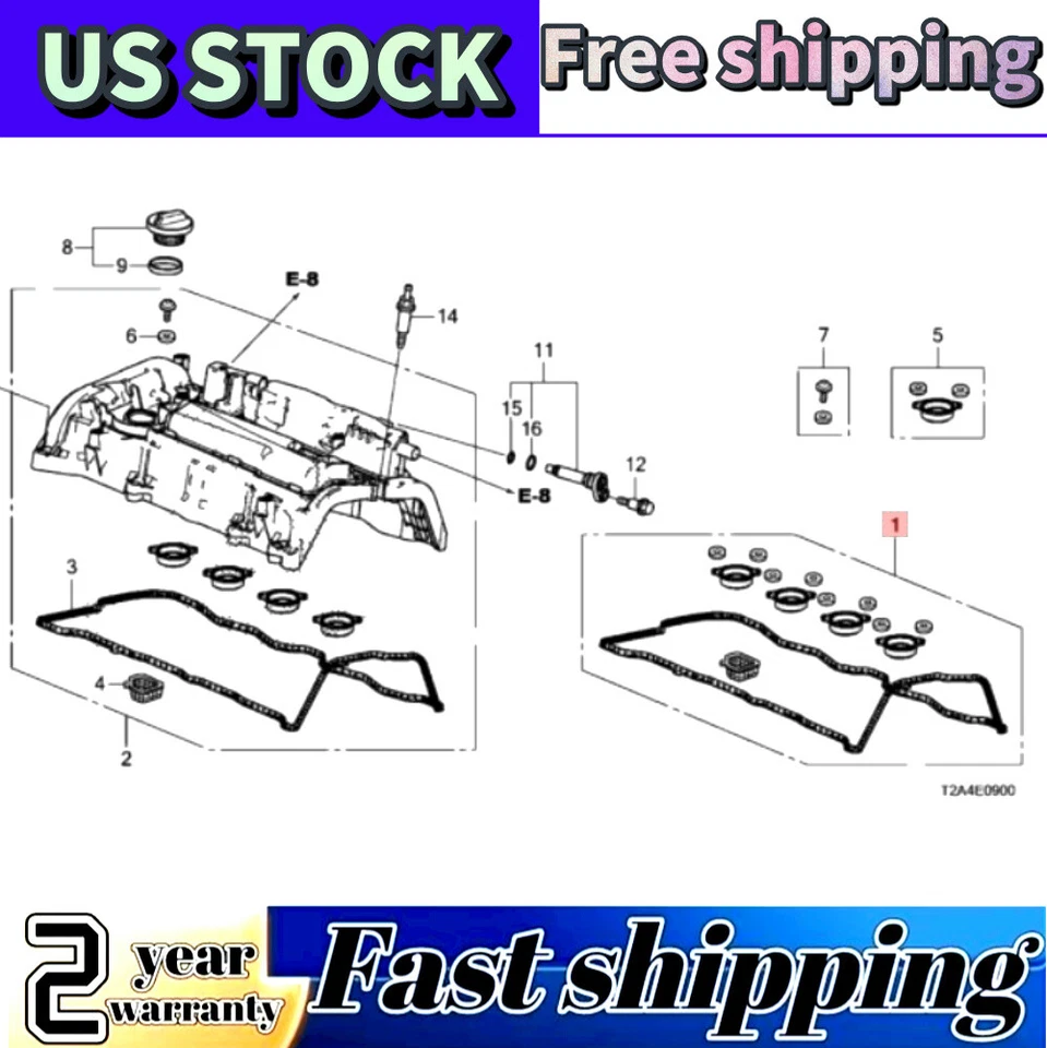 OEM NEW Valve Cover Gasket Kit FULL SEAL SET For Acura ILX 2016–2020 2.4L - Image 3 of 4