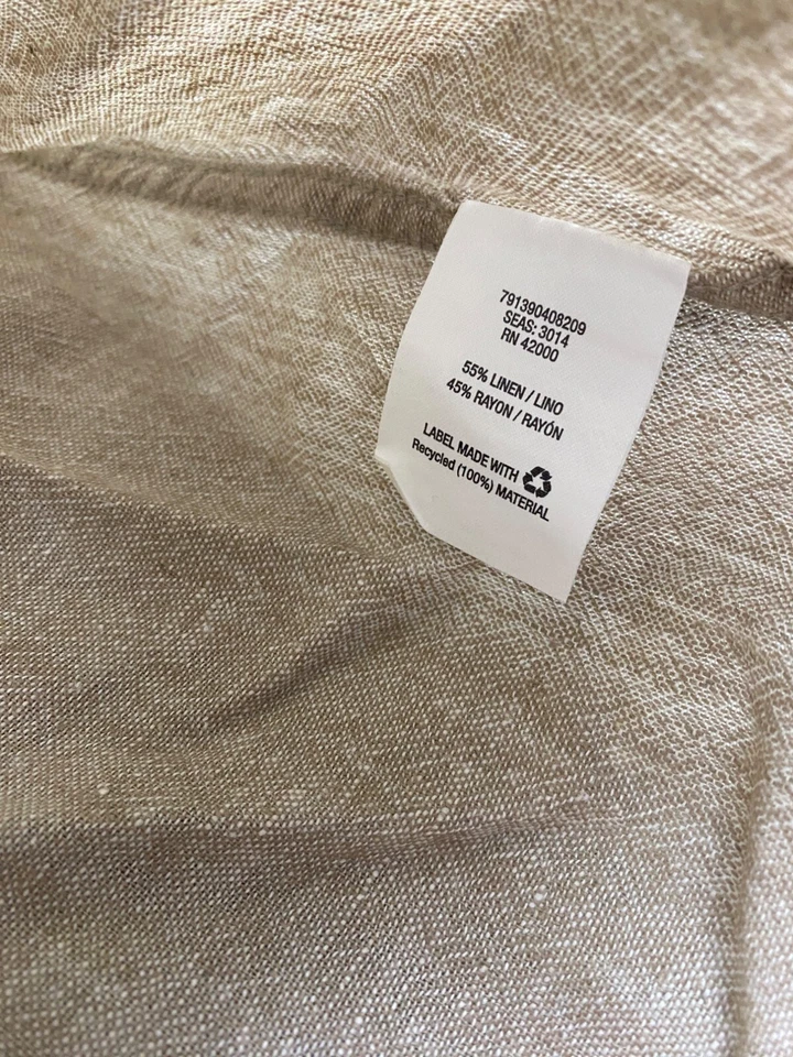 Camisa David Taylor Hombres 4XL Beige Cremoso Lino Manga Corta Abotonada Campamento De Colección Foto 4 de 4