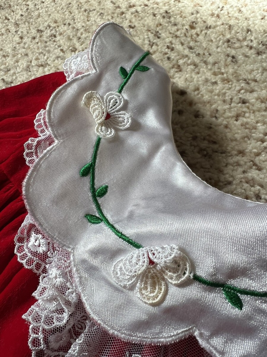 Vintage 90s Baby Togs Size 6-9 Months Red Cotton Dress With
