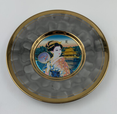 THE ART OF CHOKIN 8  Beautiful Geisha Gray W/24Kt Gold Trim Plate Made In Japan