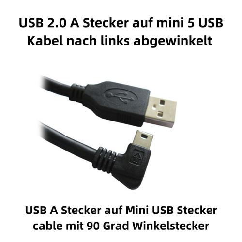 J26 USB 2.0 A Connecteur À Mini 5 Câble Gauche Coudée Mini USB Adaptateur 50cm - Photo 2 sur 18
