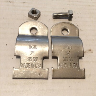 (3) 3/4'' Two Piece Rigid Conduit Stainless Steel Strut Clamp 316SS, PN/ STR75-SS
