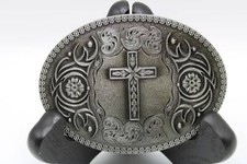 Western Cross and Scroll Design Belt Buckle Cowboy Cowgirl Gifts