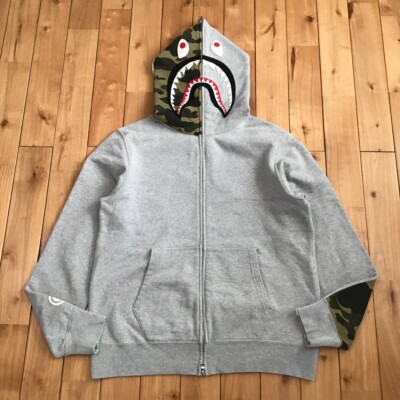 BAPE camo shark full zip hoodie a bathing ape NIGO Gray Size L | eBay