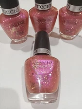 Cuccio Color NP NEW "Opposites Attract" Iridescent Pink 6093 Chunky Gold Glitter