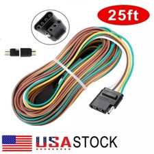 25' 4 Pin Flat Trailer Wiring Harness Kit Wishbone Style for Trailer Tail Lights