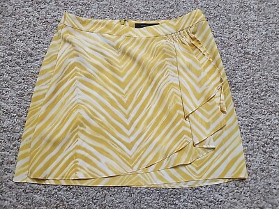 BCBGmaxazria animal  print yellow ruffle mini skirt 30x 16''  women s polyester 4