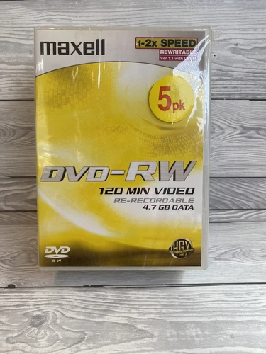Maxell DVD -RW 4.7gb Data 120 min video New And Sealed X 5 Rewritable Discs