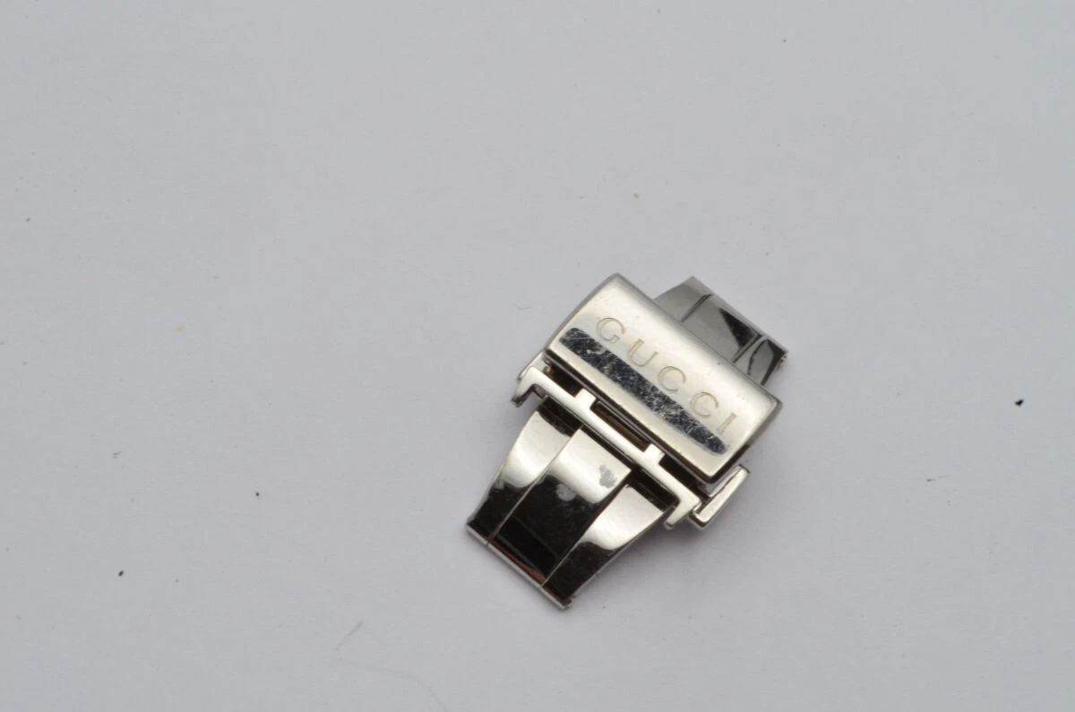 Gucci Leather Bracelet Folding Clasp 20mm Deployment Clasp Stainless Steel