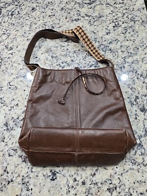 Falor Le Borse Handbag Brown Leather Houndstooth Calf Pony Hair Purse