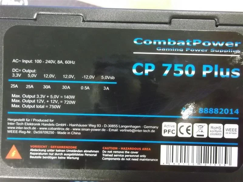 CombatPower CP 750 Plus ATX Netzteil 750 Watt   #33610