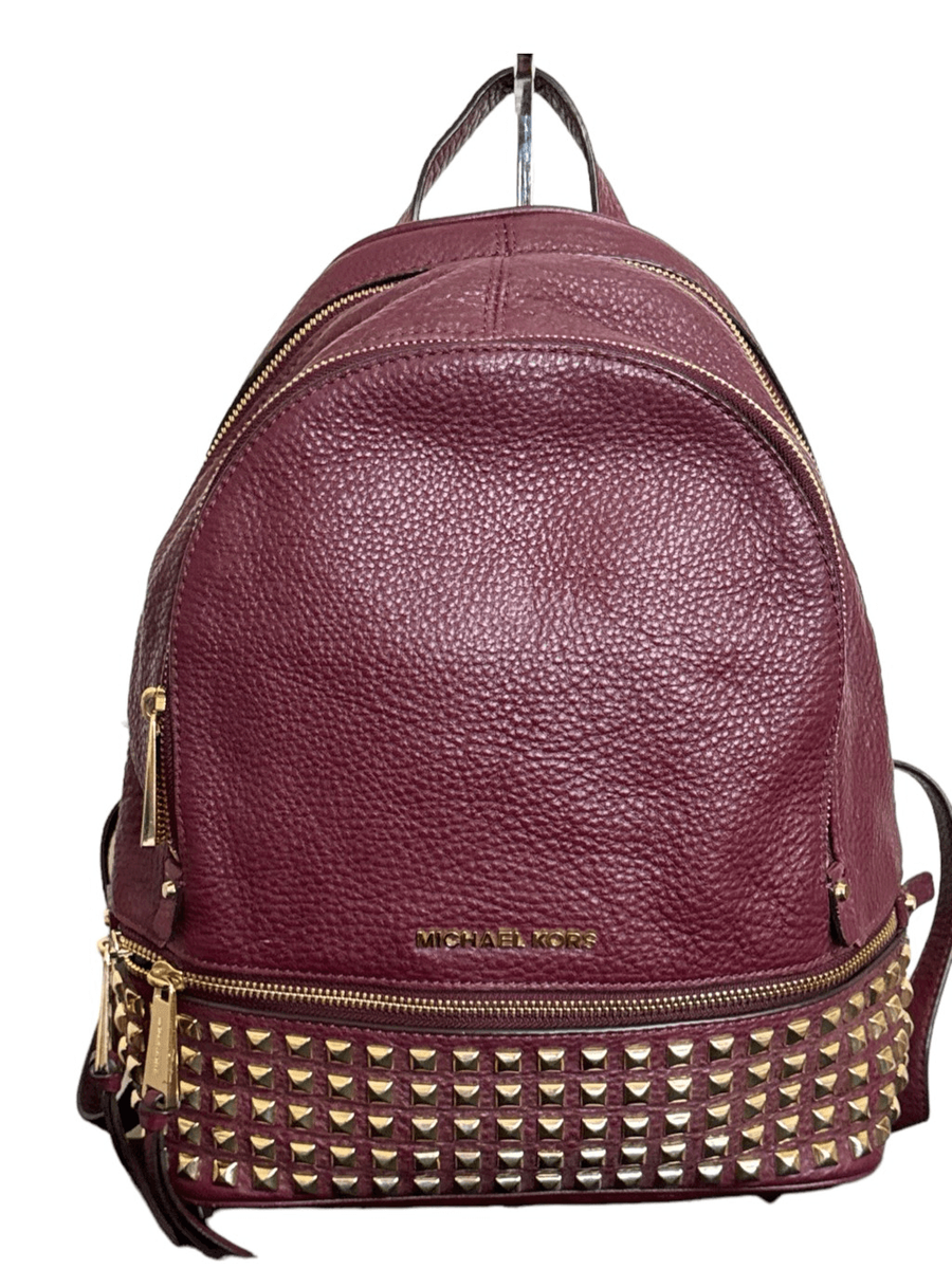 Michael Kors Burgundy Leather Studded Backpack Medium Travel School Designer Bag s-l1200.png main image 4