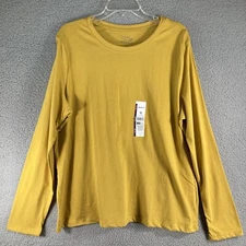 Time and Tru Top Women's XXL Yellow Long Sleeve Relaxed Fit Tee 100% Cotton