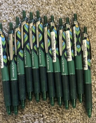 Pilot Precise V5 RT Deco Rollingball Pen, Ex Fine 0.5mm, Green INK, Pack of 12