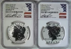 2023 S Morgan & Peace Dollar $1 Reverse Proof Set Advance Releases NGC PF70