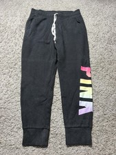 Y2k Victoria's Secret Pink Everyday Lounge Skinny Jogger Color Black Rainbow