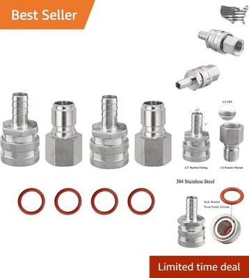 Stainless Steel Quick Disconnect Fittings - 2 Pair Set for Home Brewing
