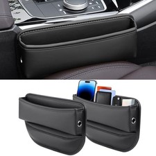 2 Pack Universal Fit Premium Leather Car Seat Gap Filler Black 2 Pack