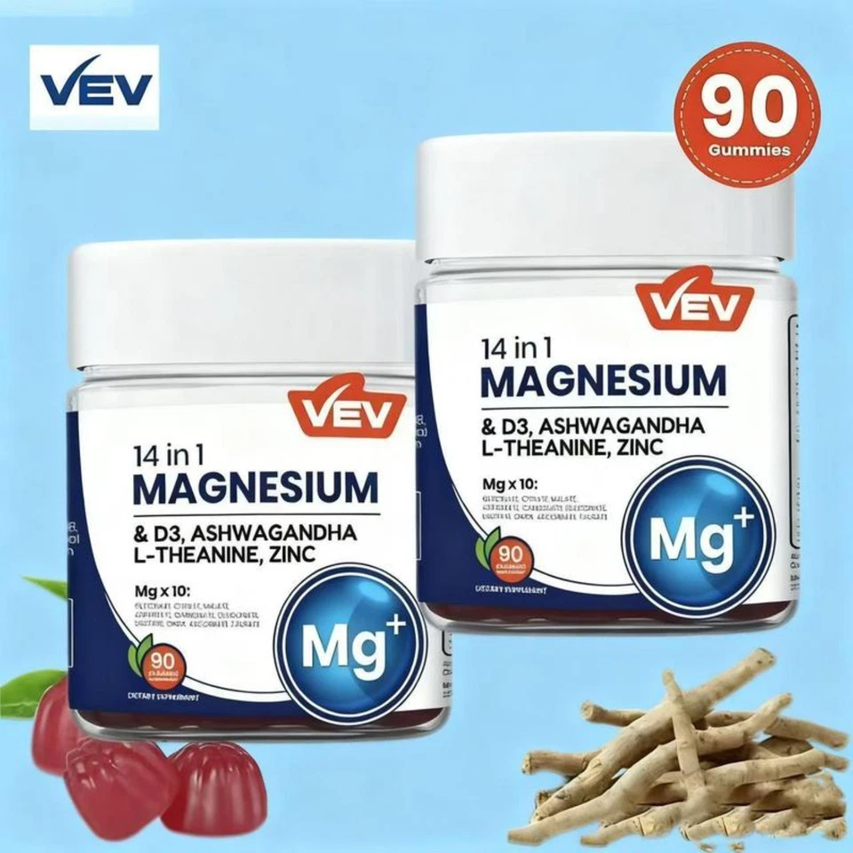 VEV 14-in-1 Magnesium Gummies with Ashwagandha & L-Theanine for Sleep & Stress - Image 2 of 4