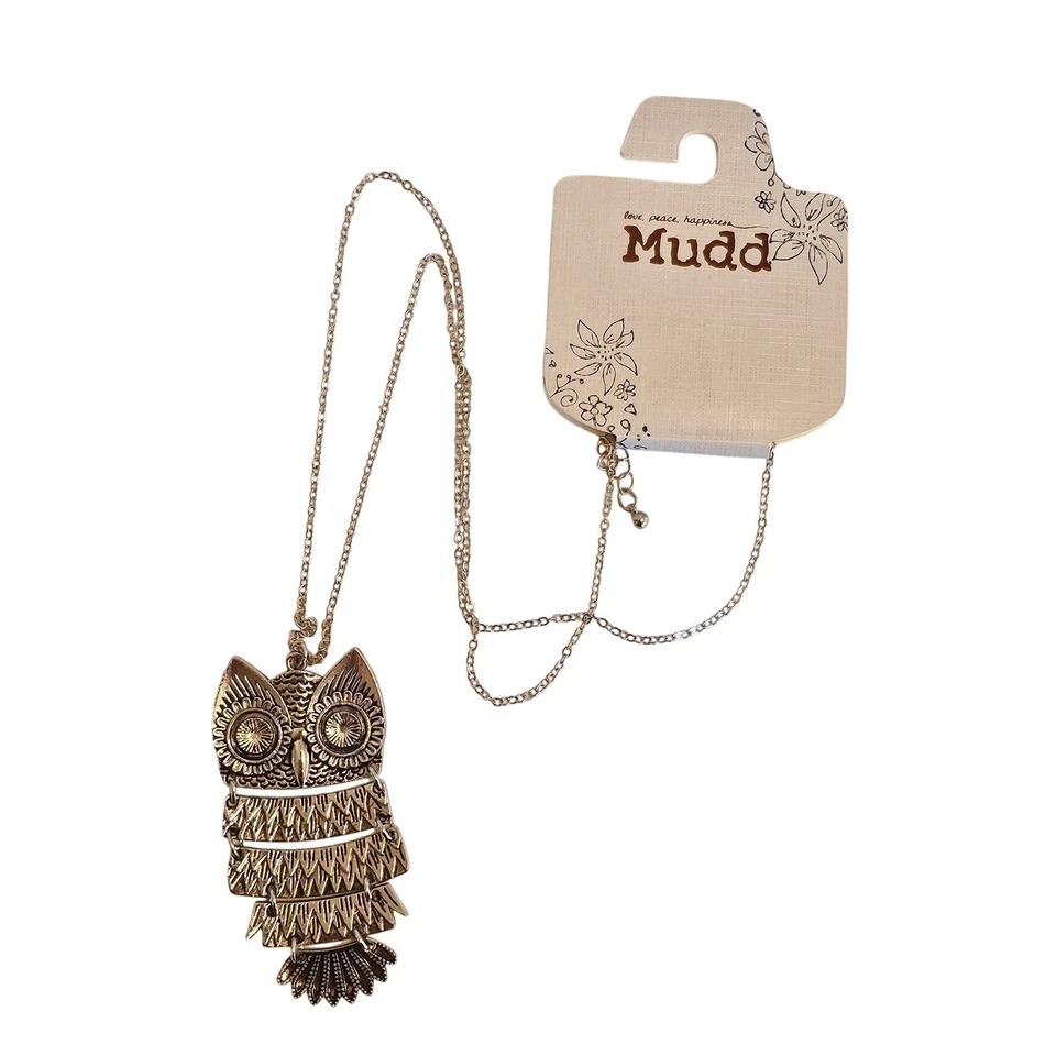 Collar Colgante Búho Tono Plata 24" Cadena Boho Joyería Regalo Pájaro Naturaleza Barro Foto 2 de 4