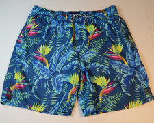 Caribbean Joe Shorts Mens Medium Floral Swim Trunks Lined Tropical Hawaiian