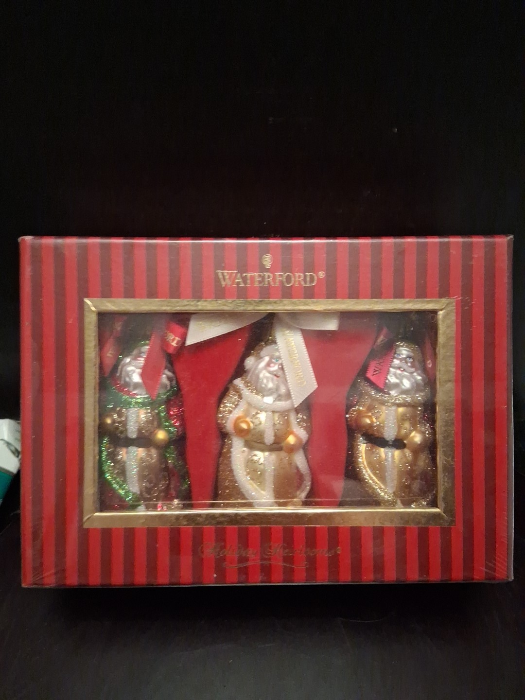 Vintage Waterford Santa Mercy Glass Ornament Set - 3 New Holiday Heirlooms
