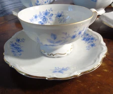 ANTIQUE PORCELAIN Tea Cups MITTERTEICH BAVARIA GERMANY RHAPSODY IN BLUE