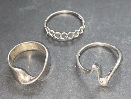 STERLING SILVER 925 Lot Rings A33 Sz 7 9 Modest Swirl Twist Chain Link Vintage