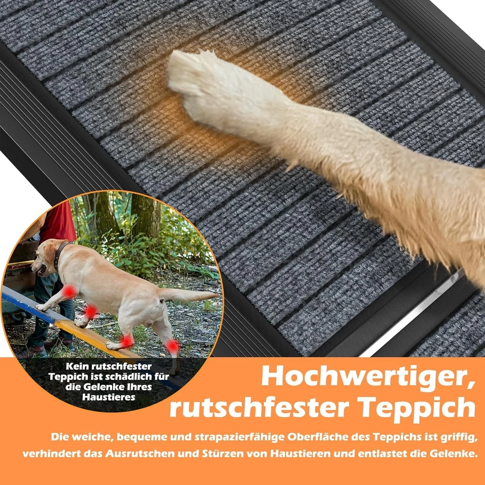 Hunderampe Klappbar Hundetreppe Auto Faltbare Kunststoff Hundeautorampe 157x44cm - Bild 4 von 4