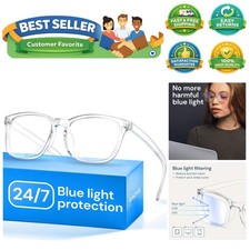 Transparent, Clear Blue Light Glasses for Computer  Gaming - Anti UV Ray Len...