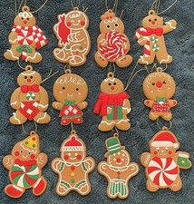 12 Pcs SOFT PVC GINGERBREAD MAN CHRISTMAS ORNAMENTS  VERY CUTE 
