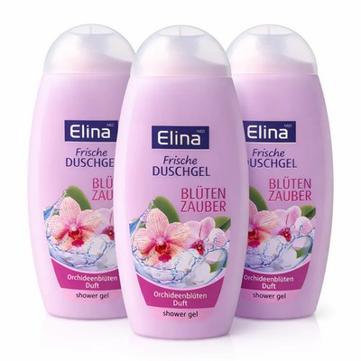 3x 300 ml Elina med Frische Duschgel  Blütenzauber    Orchideenblüten Duft