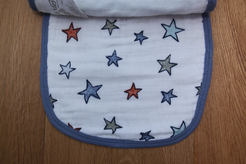 Paquete de 3 baberos a presión de muselina aden anais ~ coches ~ estrellas ~ golpear la carretera ~ Foto 3 de 3