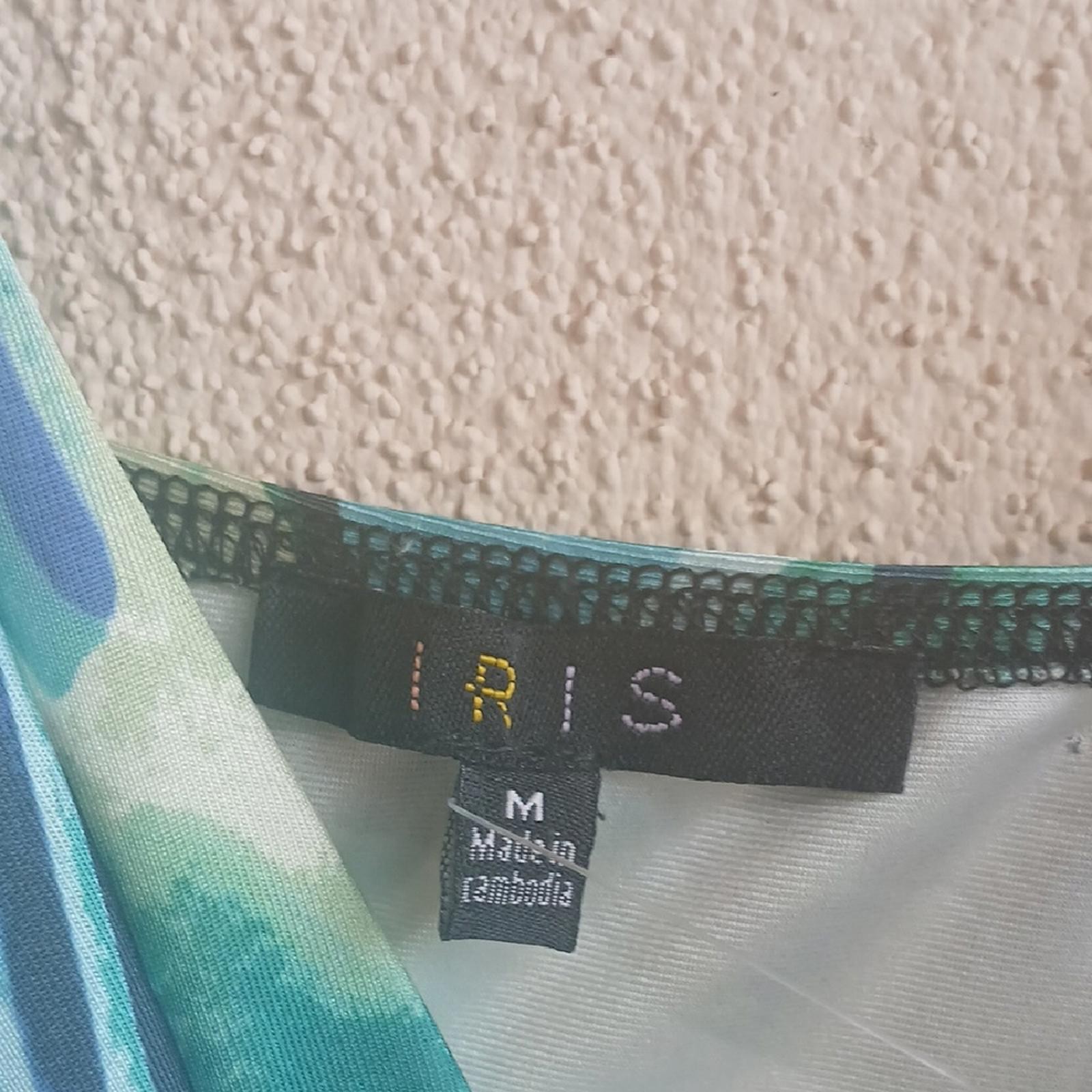 MAKE OFFER Iris Teal and Navy Patterned Garment - image 3