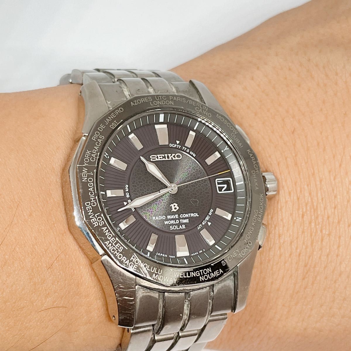 SEIKO Brightz 7B25-0AA0 Titanium Solar Radio Working 39mm | eBay