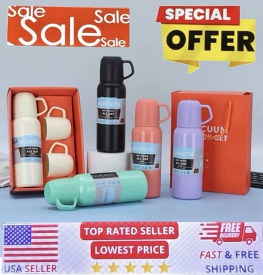 Thermo Coffee Travel Mug Stainless Steel Vacum Flask Double Layer Gift Set W/ABS