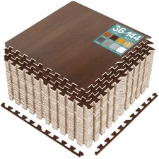 Sorbus 24 Wood Grain Floor Tiles Foam Mat EVA...