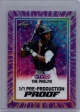 Tre Phelps 2025 Leaf Vivid Baseball 1/1 Pre Production Proof