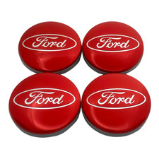 4x Wheel Center Caps Silver On Red Emblem Hubcaps Cover For Ford 4x Wheel Center Caps Silver On Red Emblem Hubcaps Cover For Ford