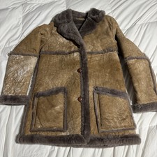 Vintage Sawyer Of NAPA Californian Spring Lamb Fur Lined Button Overcoat Sz 10