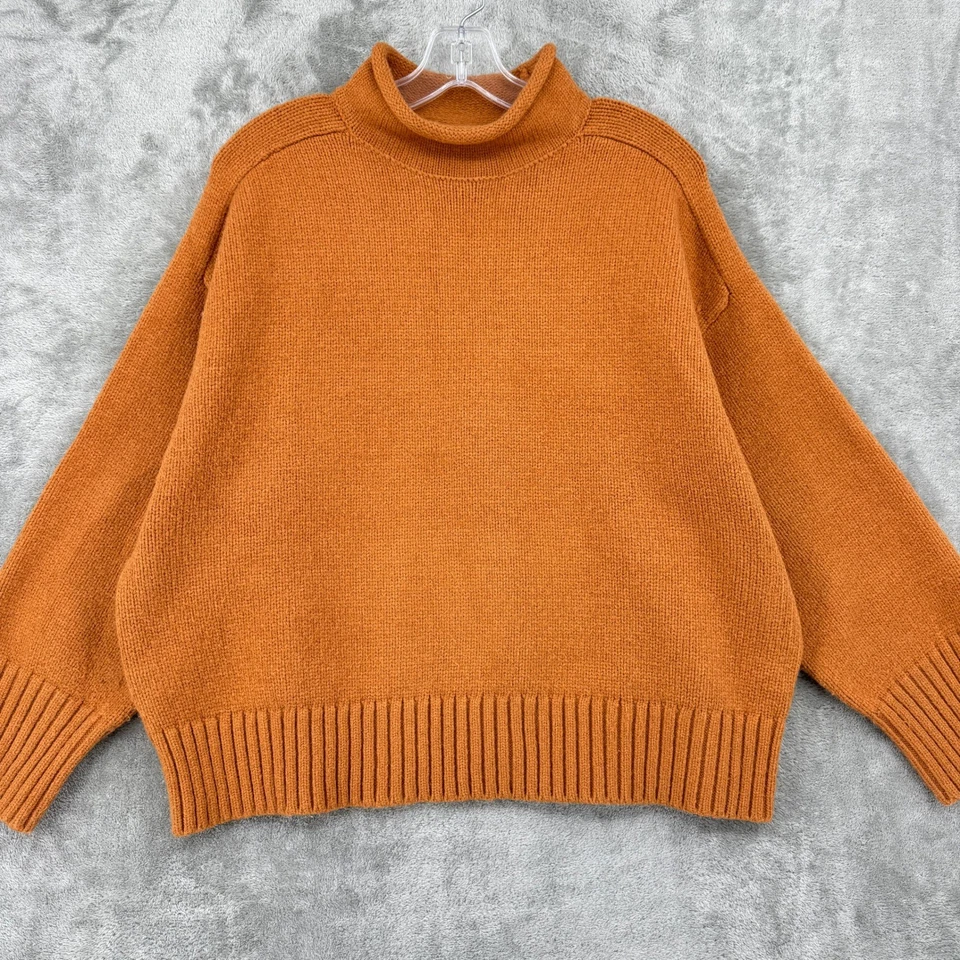 Ann Taylor Sweater Womens Large Chunky Knit Roll Neck Pullover Relaxed Boxy Boho - Image 3 of 4