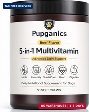 Pupganics 5-in-1 Multivitamin Soft Chews for Dogs, Skin, Heart, Immune Support