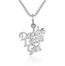 14K Solid White Gold Daddys Little Girl Necklace