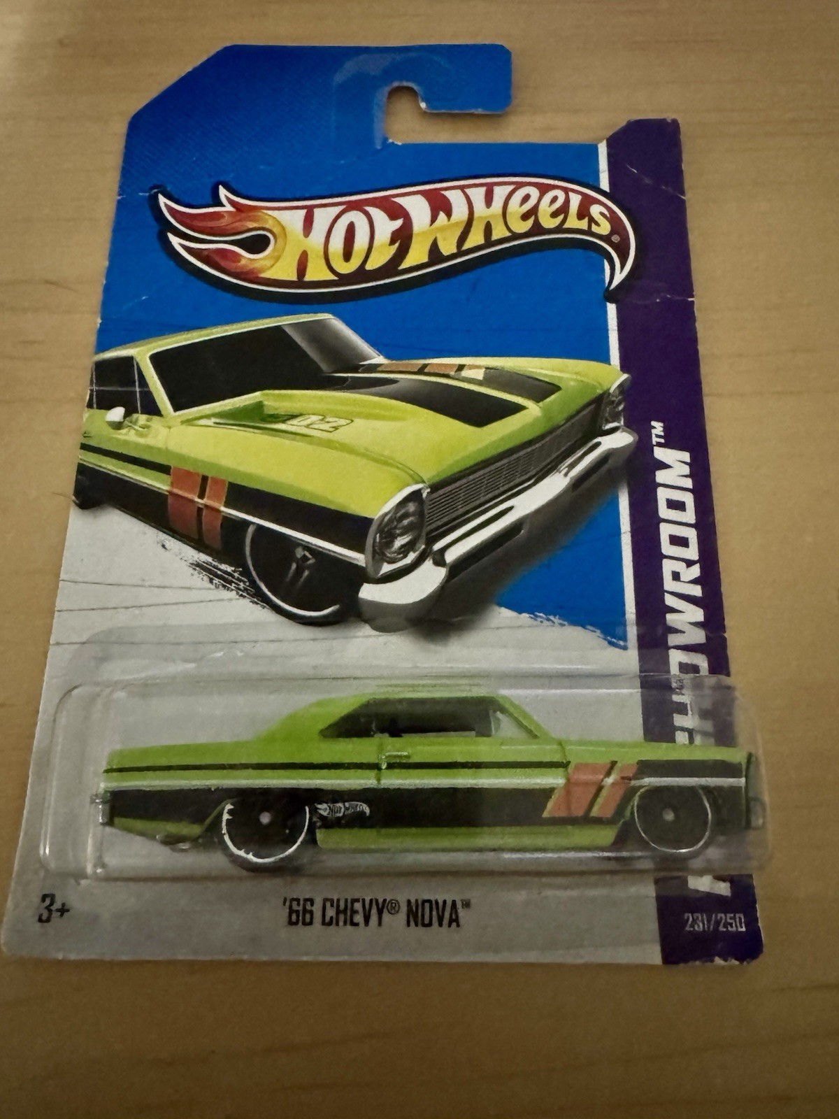 NOC Hot Wheels 2013 HW Showroom Series Lime / Black '66 Chevy Nova 231/250 S38