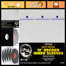 100 Inner Record Sleeves 12 Inch - Archival Quality Anti-Static HDPE Rice Pape
