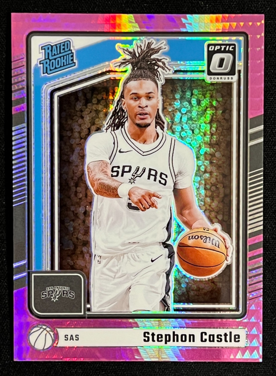 2024-25 Donruss Optic #254 Stephon Castle Hyper Pink - NM - Spurs