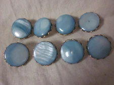 8 Light Blue Mother of pearl cabachon shank buttons new
