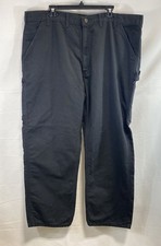 Image of Carhartt Men's Black Flannel Lined Washed Duck Utility Work Pants Sz 44x30 NWT